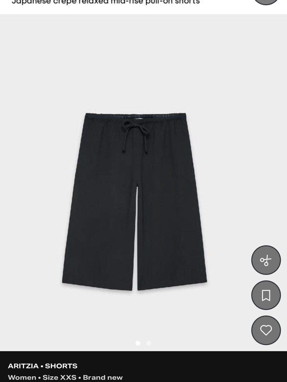 Aritzia Black Wide-Leg Pull-On Bermuda Shorts